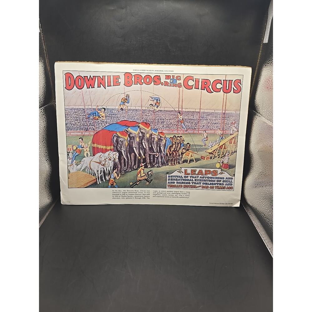 DOWNIE BROS. CIRCUS POSTER 11"X14" ELEBORATE‎ Acrobats And Elephants